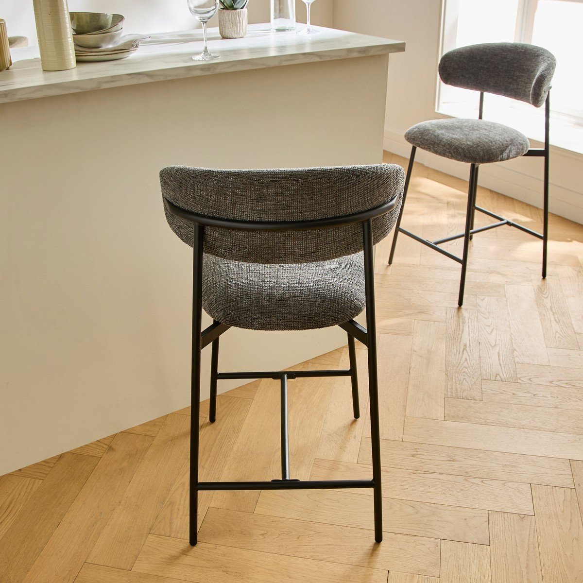 Lot de 2 tabourets - DRACO gris, CALICOSY