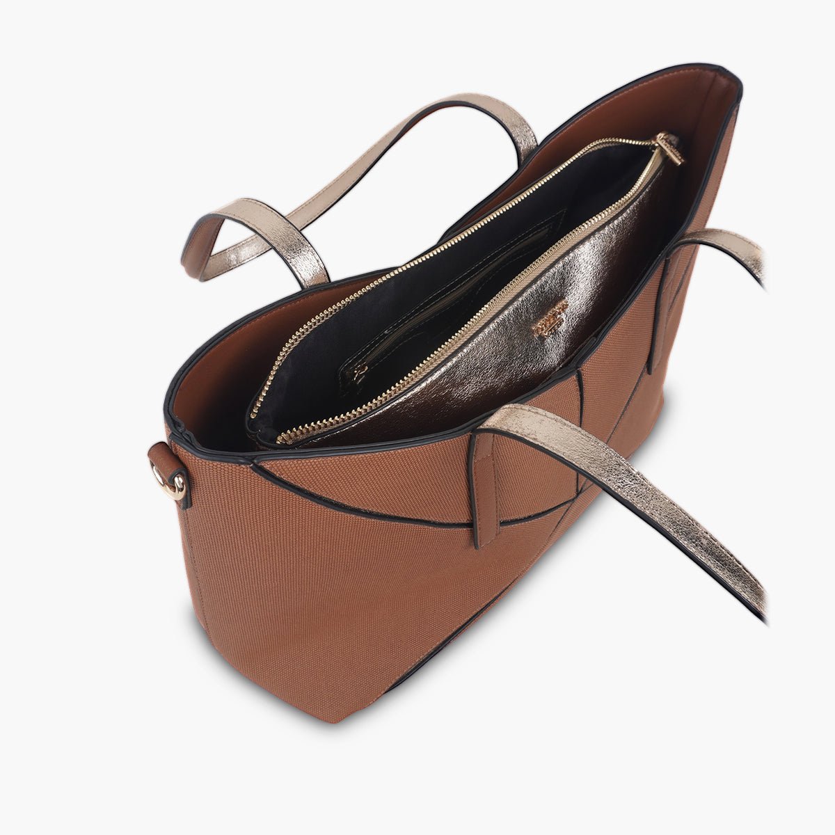 Grand sac shopper Tamelia cognac,doré, LOLLIPOPS