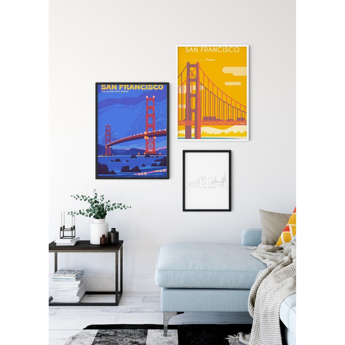 Affiche ville San Francisco 3 blanc, L'AFFICHERIE