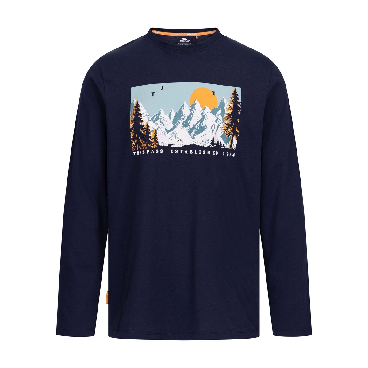T-shirt manches longues motif/style montagne EDWARDO bleu marine, TRESPASS