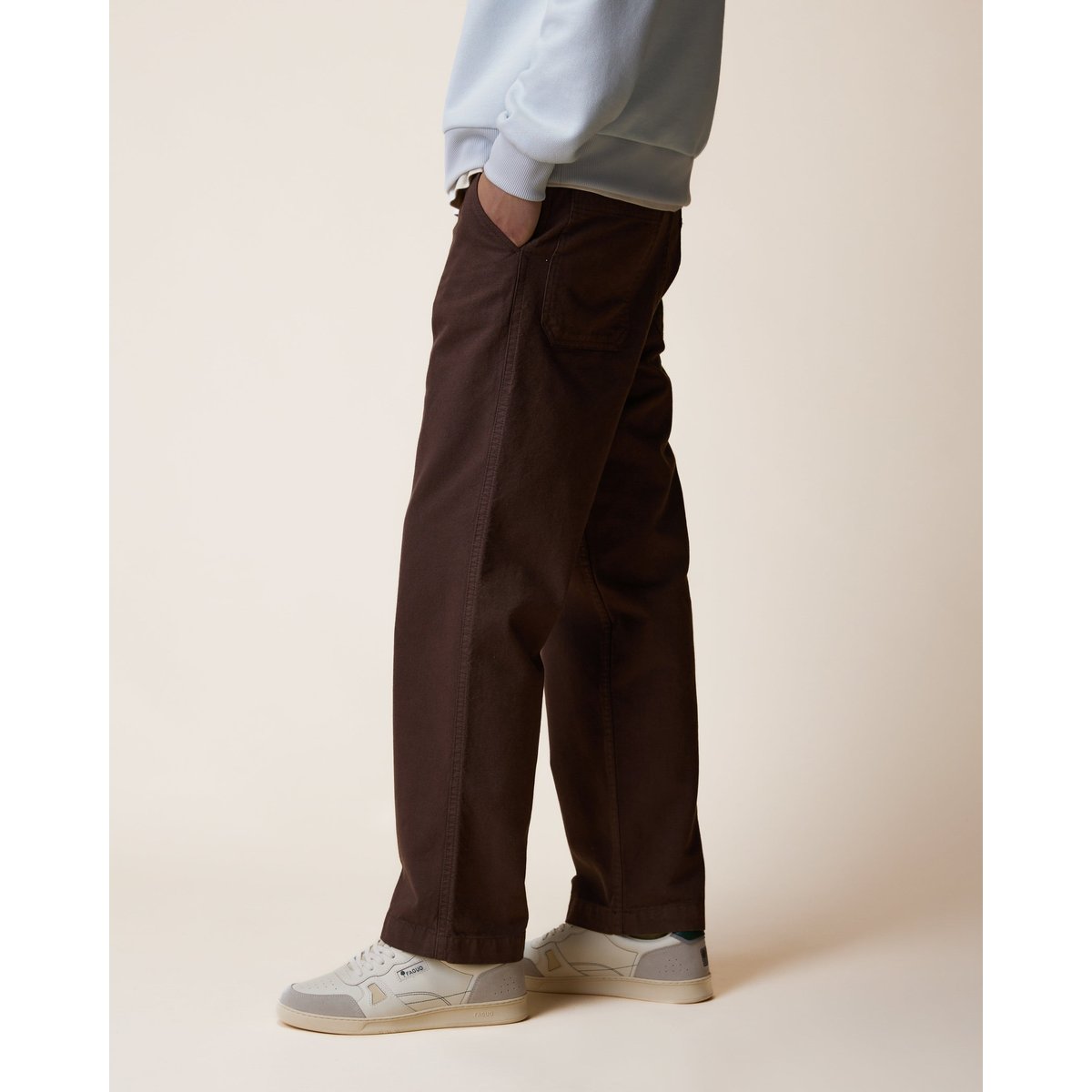 Chino en toile canvas chocolat, FAGUO