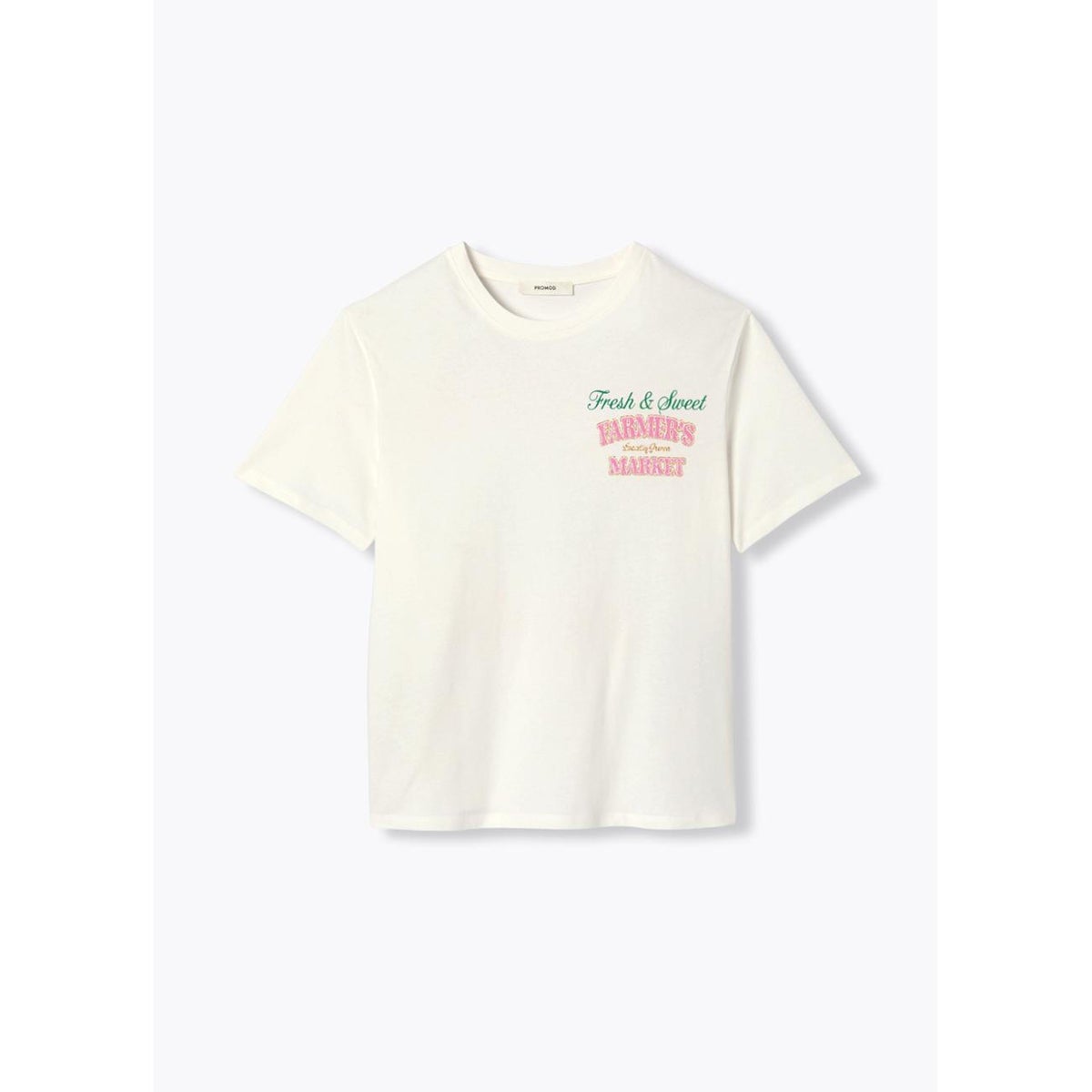 T-shirt à message pailleté imprimé écru, PROMOD