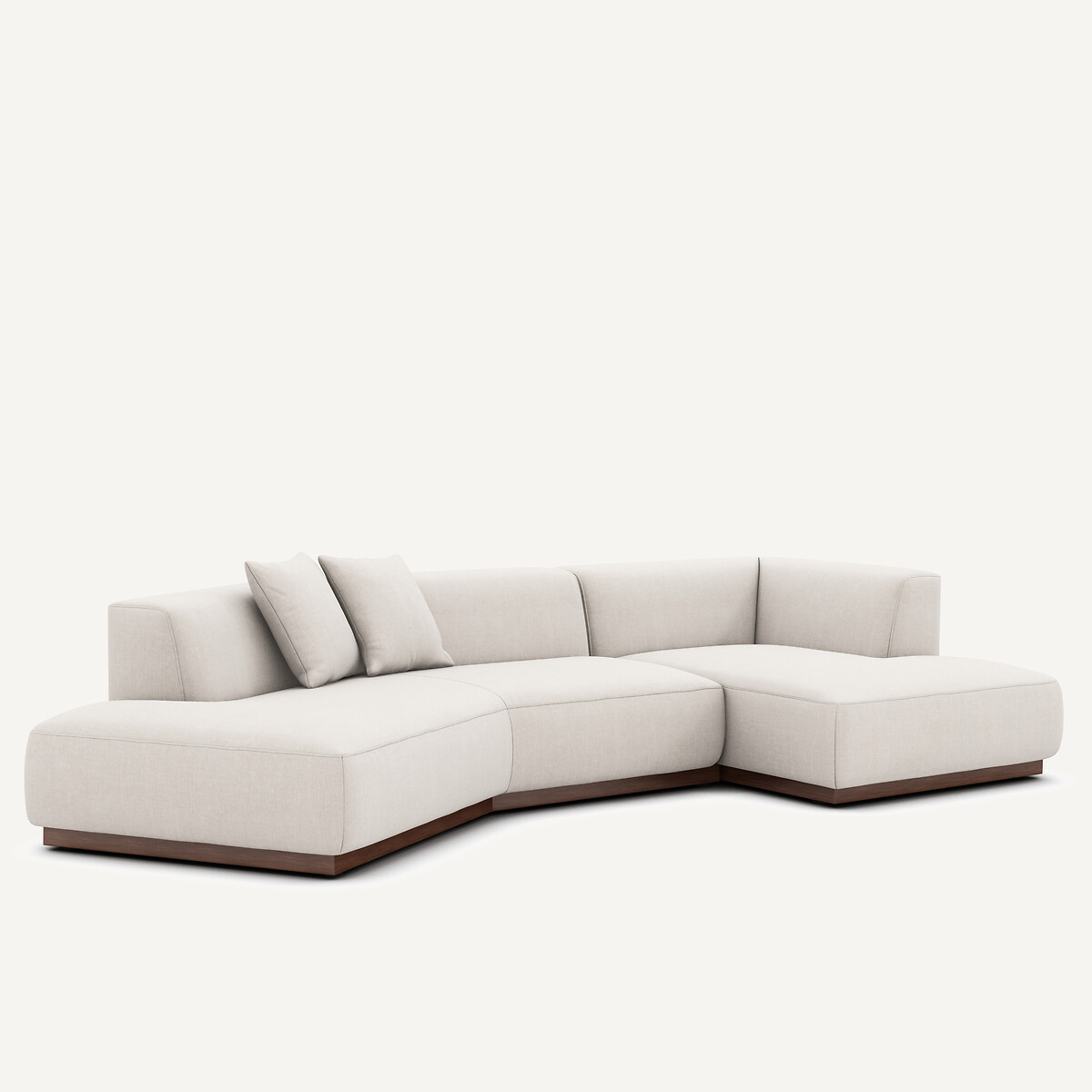 Offenes, gerades Ecksofa aus Baumwolle und Leinen, JACOPO beige, AM.PM