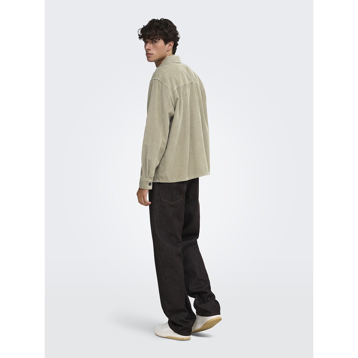 Veste en velours, zippée beige, ONLY & SONS