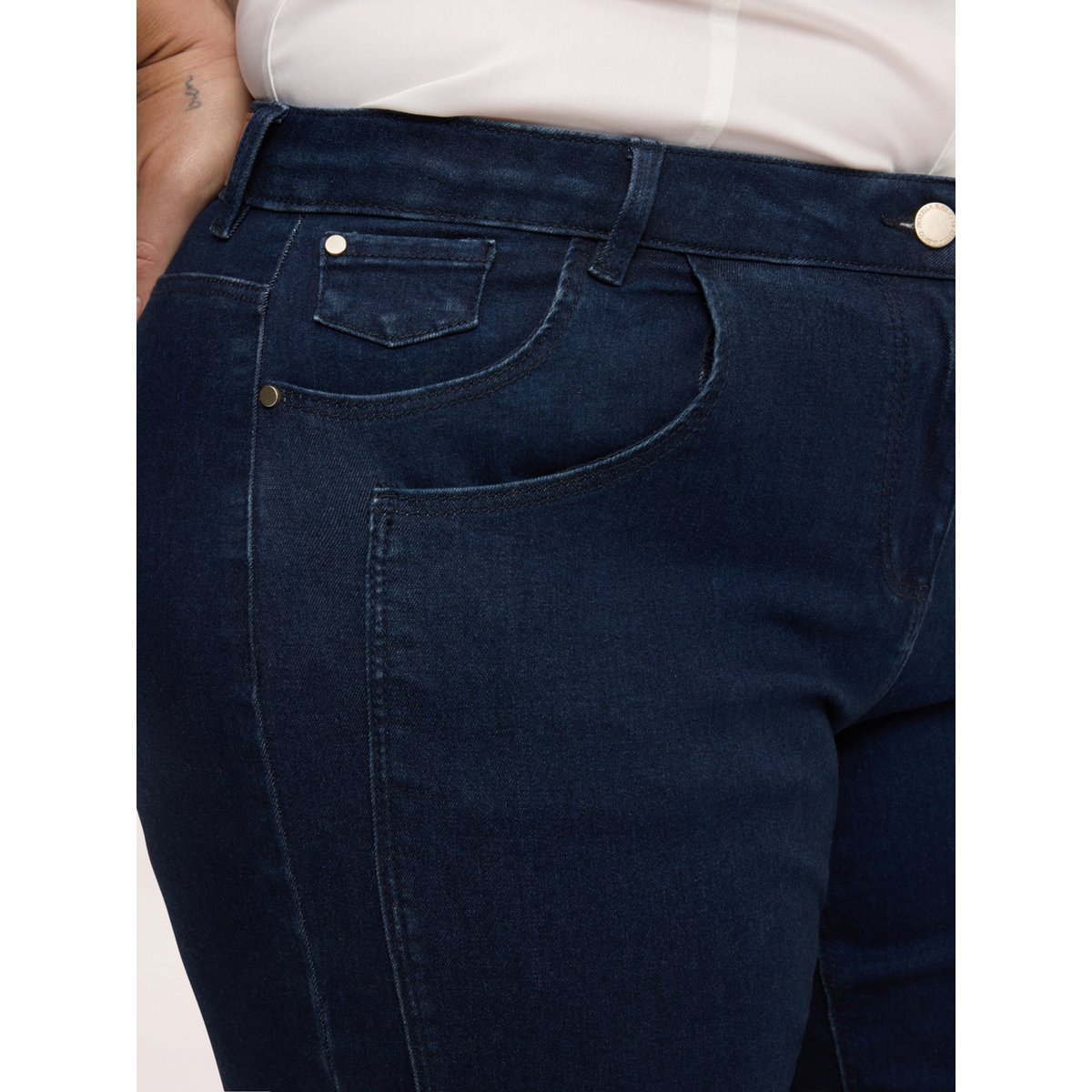 Jean Wide Leg avec maxi revers bleu, FIORELLA RUBINO