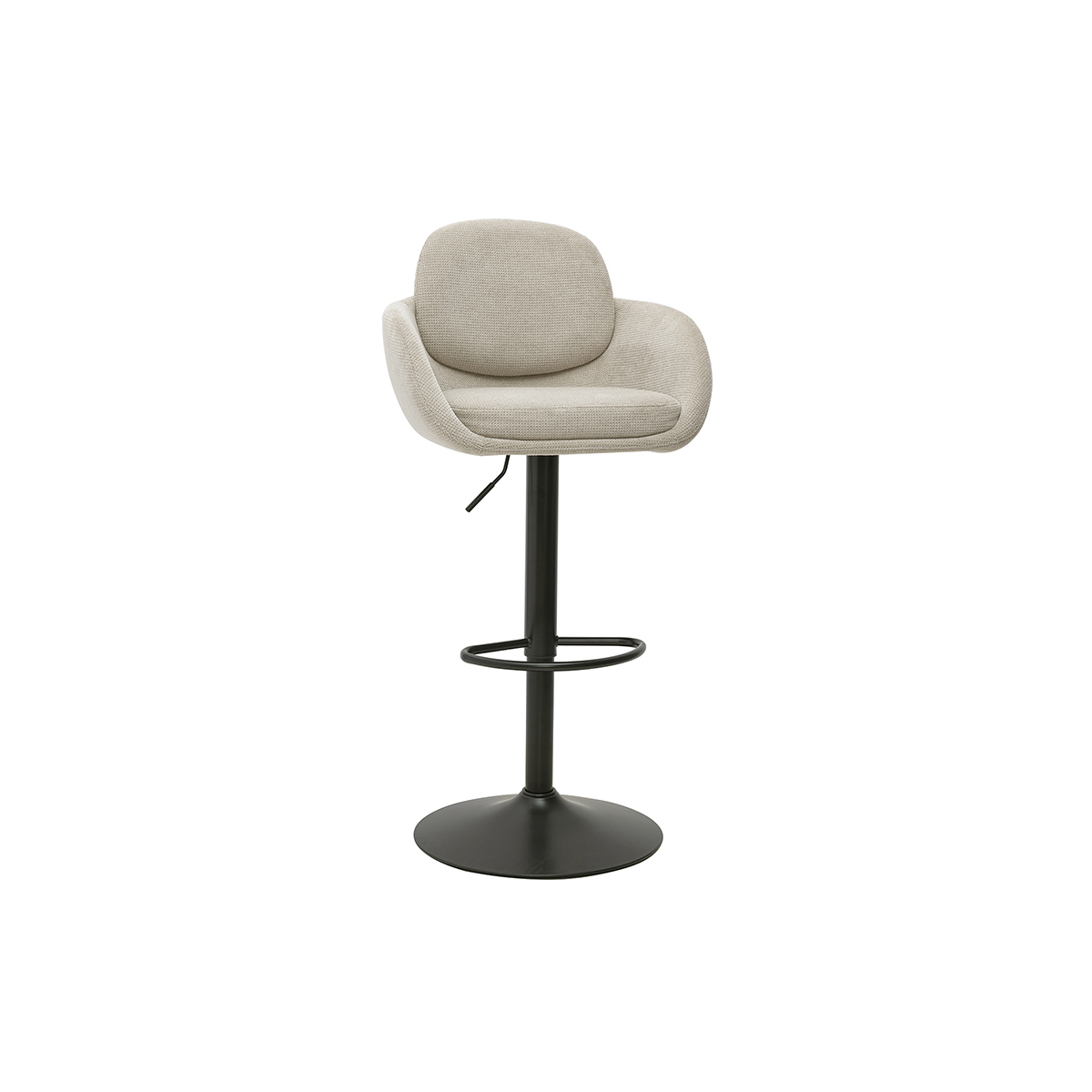 Tabourets de bar réglable pivotants 360° en tissu chenille terre brûlée et métal noir (lot de 2) SLAKE beige, MILIBOO