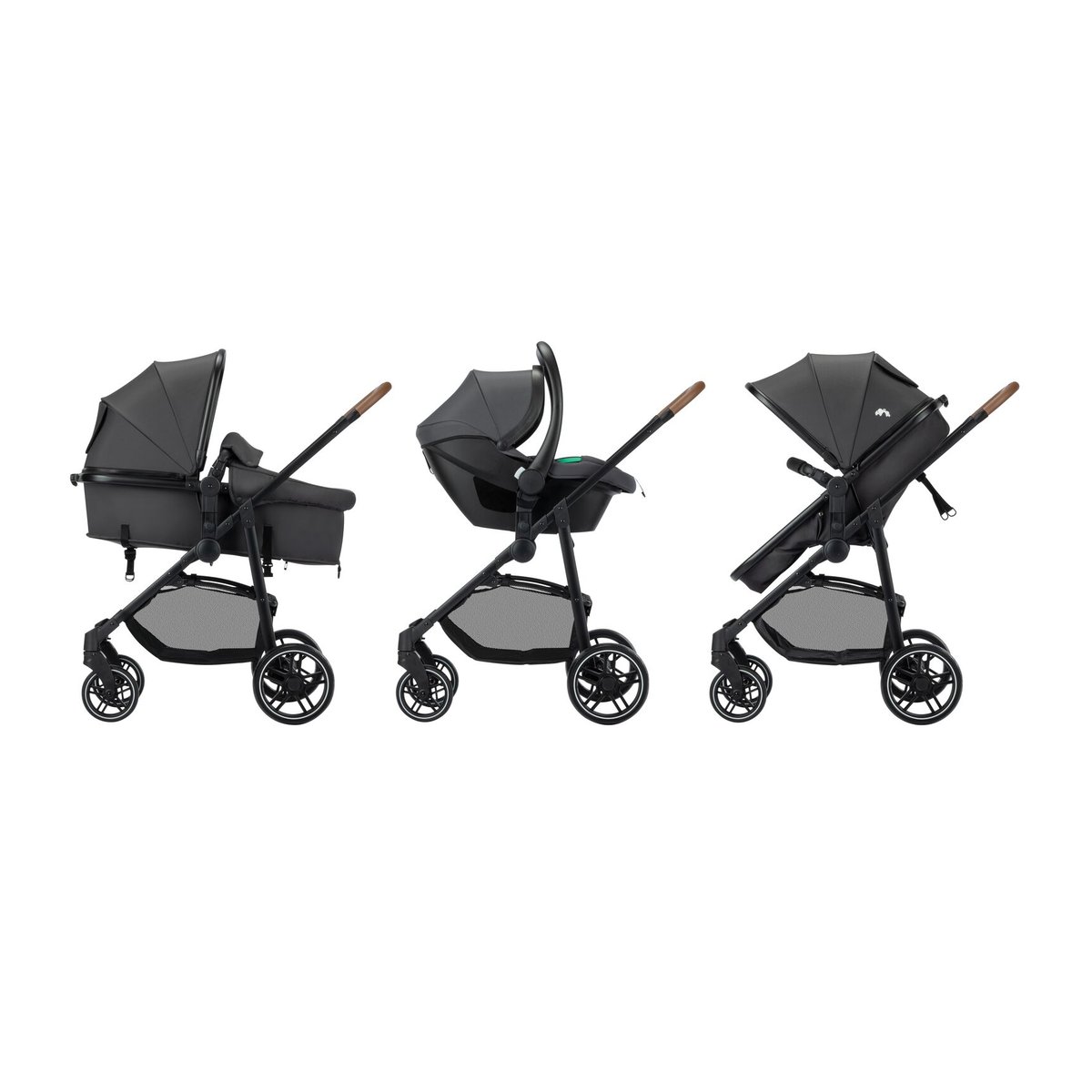 Poussette 3 en 1 i-size avec assise convertible en nacelle et cosi, Haze Trio Lux mineral graphite, BEBECONFORT