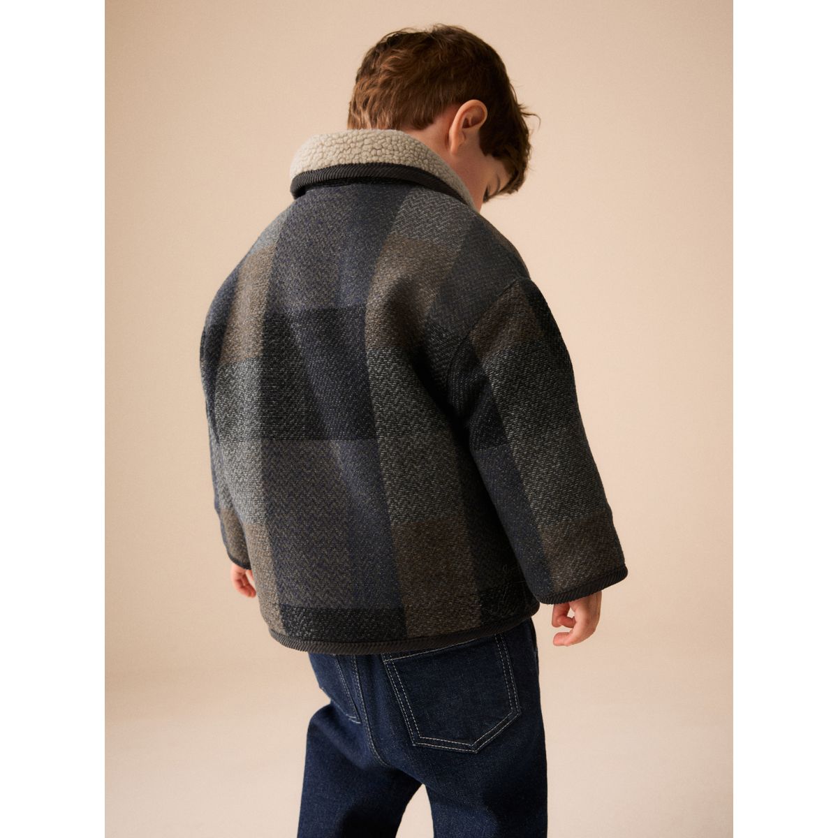 Veste à col imitation peau de mouton vérification multiple, NEXT