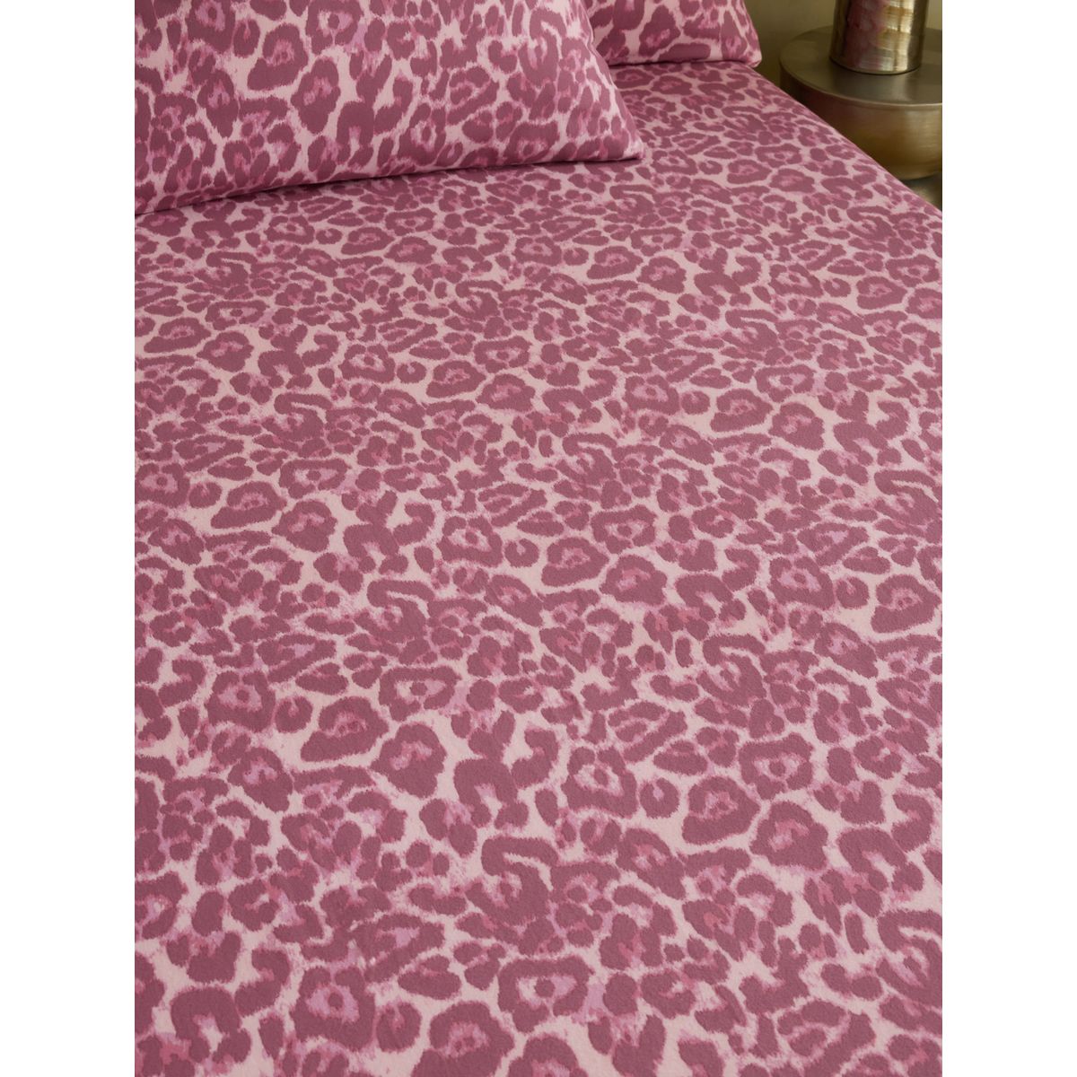 Drap-housse et taie d’oreiller effet brossé léopard rose, NEXT