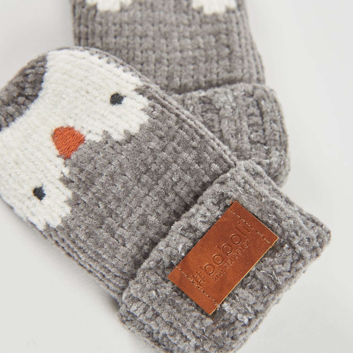 Moufle bébé imprimé pingouin gris, BOBOLI