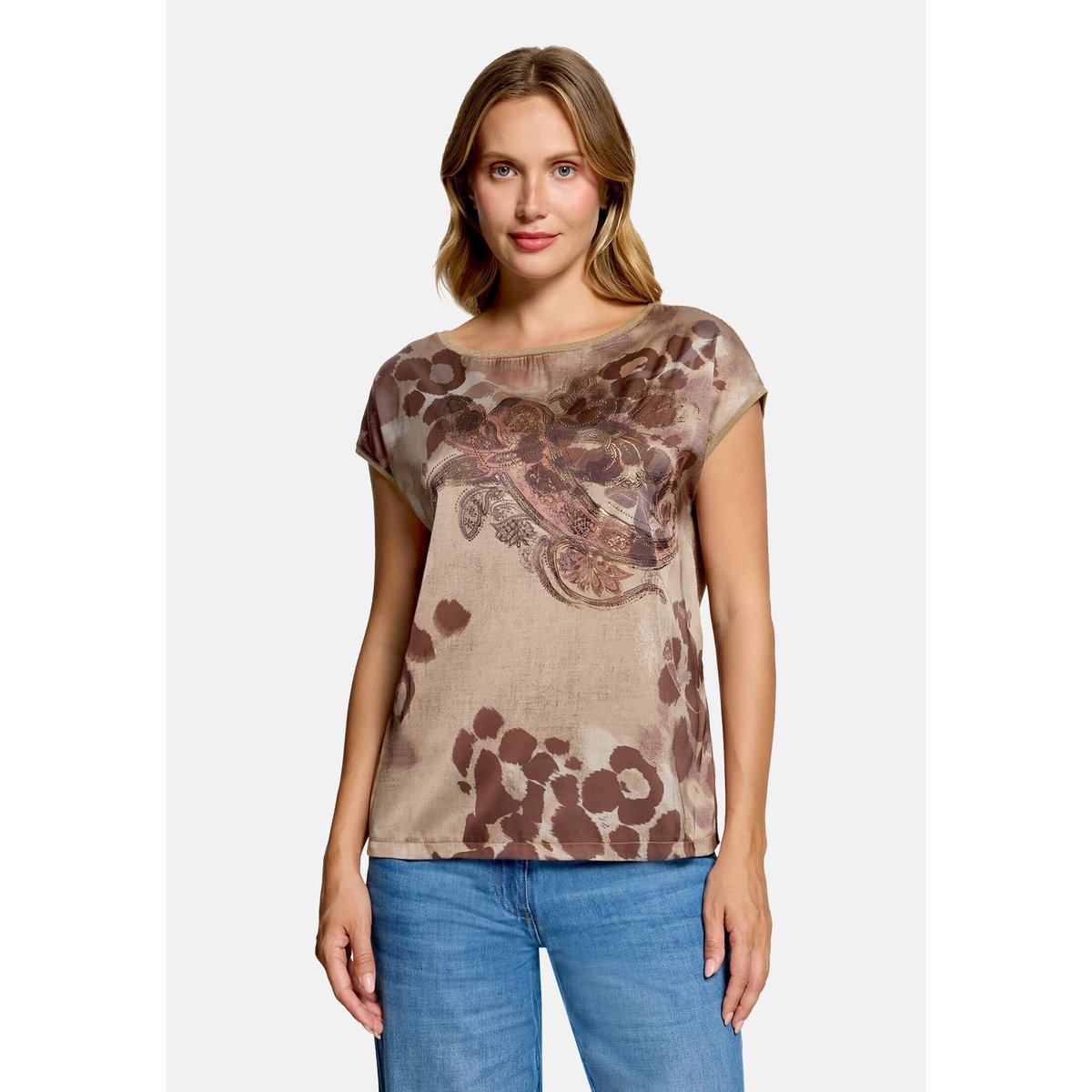 T-shirt façon blouse à impression brown/red, BETTY BARCLAY