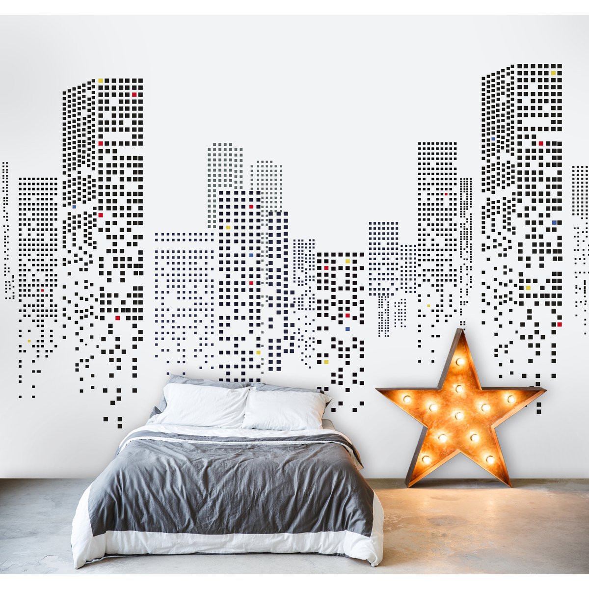 Papier peint panoramique CITY LIGHTS noir, LE PAPIERS DE NINON