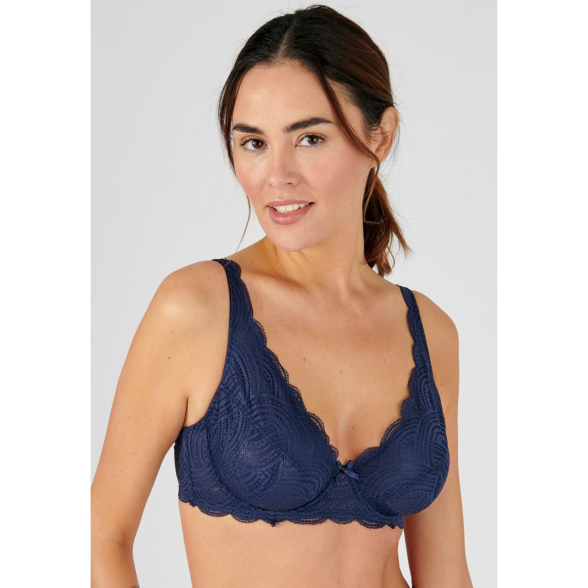Soutien-gorge à armatures forme foulard bleu marine, DAMART