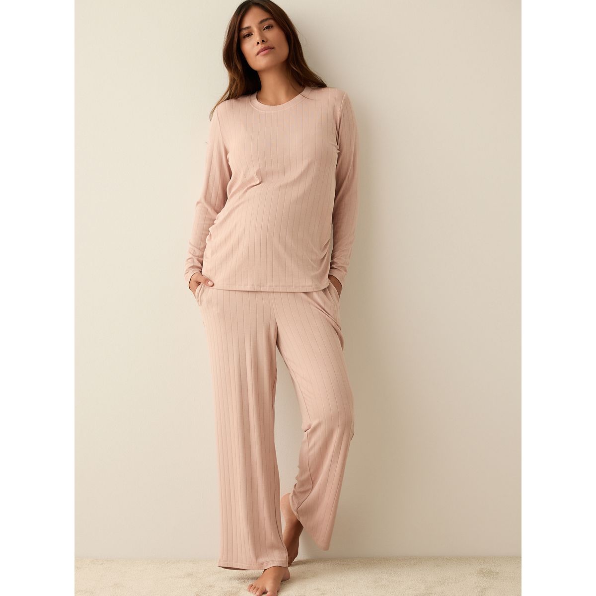 Pyjama en jersey à manches longues maternité rose, NEXT