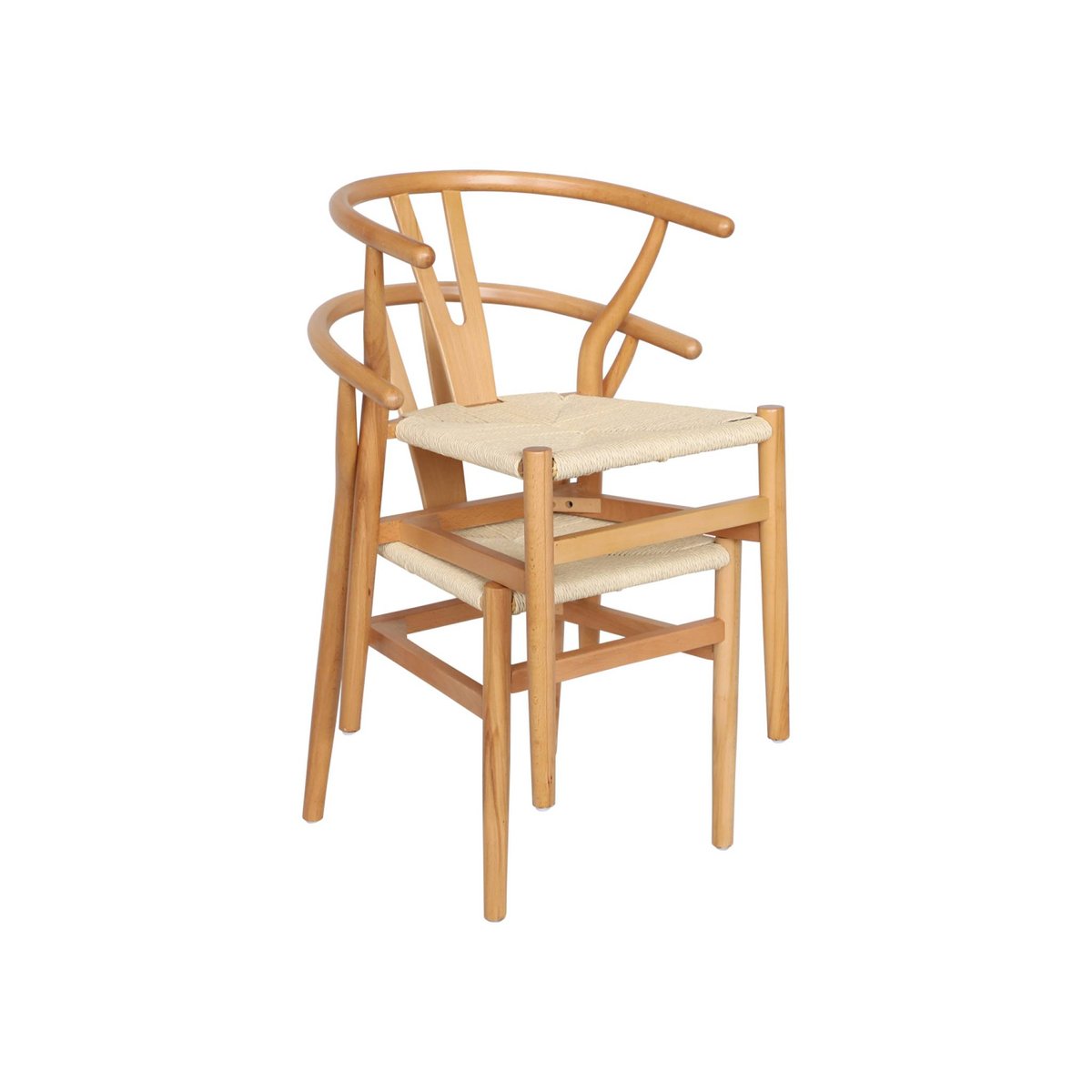Chaise vintage bois de hêtre et cordes (lot de 2) CECILE naturel, SWEEEK