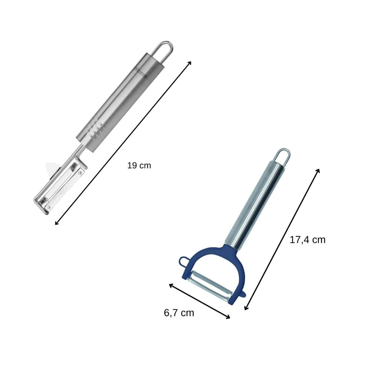 Duo Eplucheur à légumes pendule et rasoir à légumes gris|inox, FACKELMANN