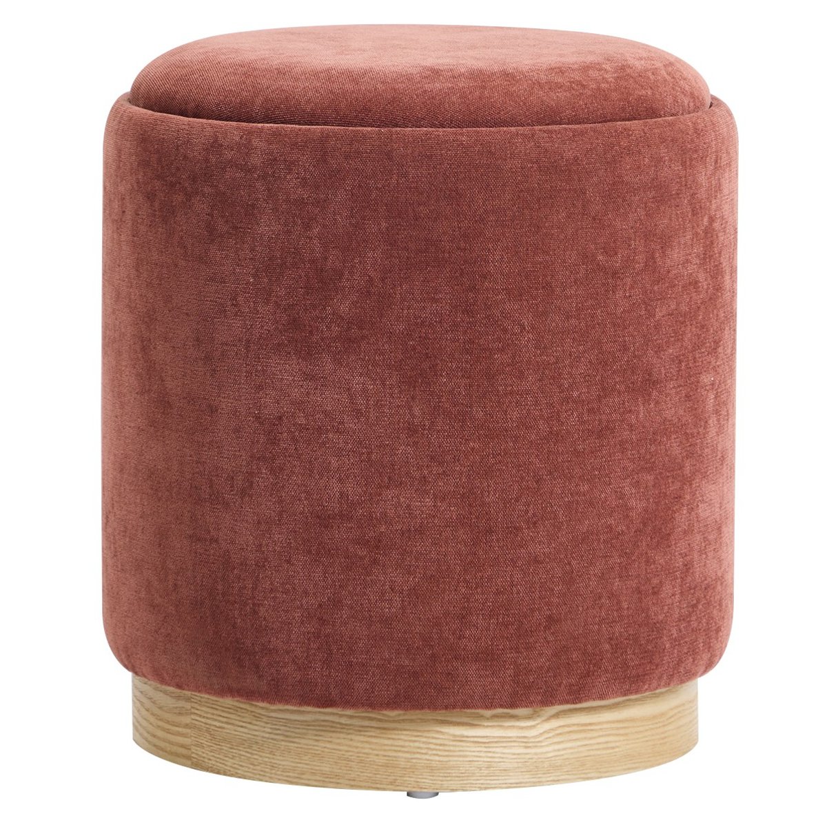 Pouf avec rangement, tissu et bois, KEMI terracotta, NORDLYS