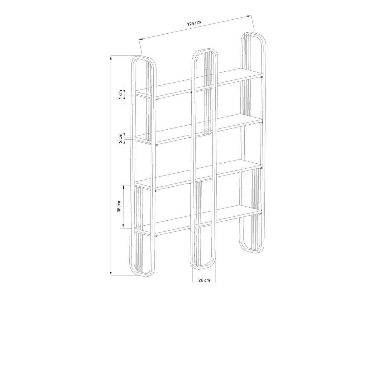 Etagère design moderne 4 plateaux JENA doré, PIER IMPORT