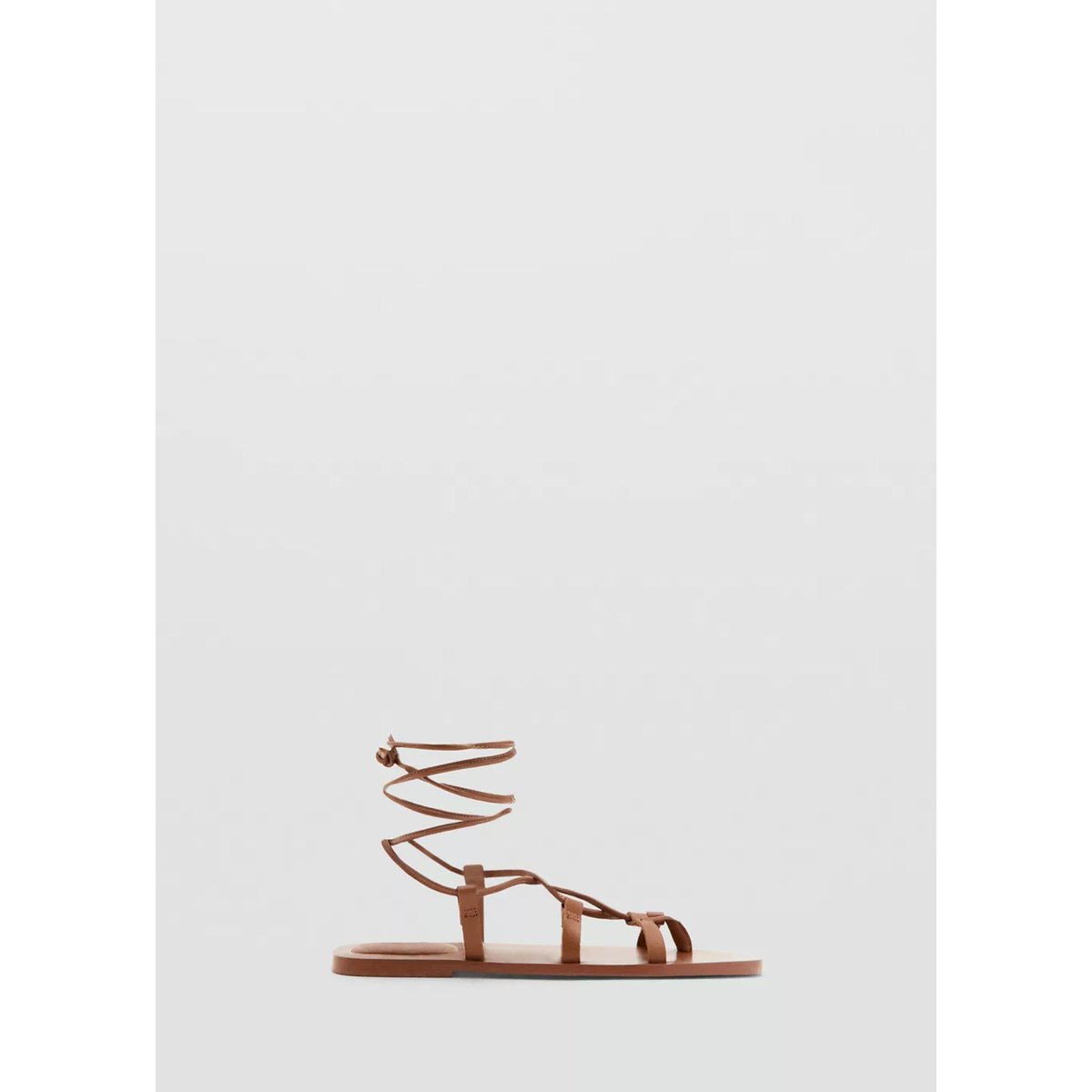 Sandales cuir lanières croisées marron moyen, MANGO TEEN