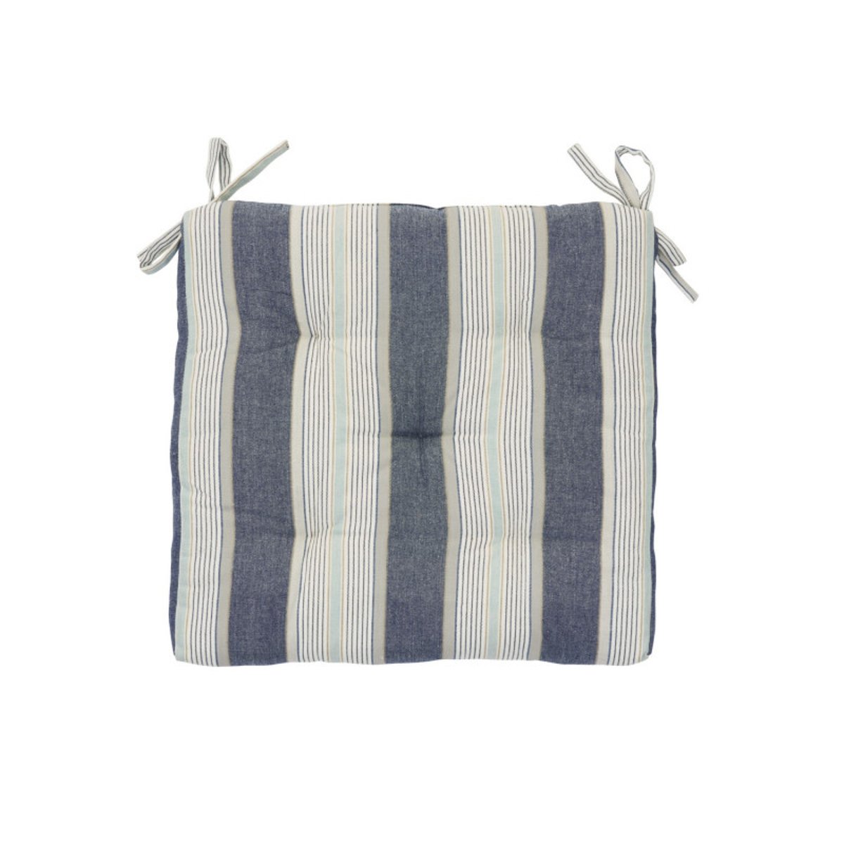 Galette de chaise coton rayures bleu, MADAM STOLTZ