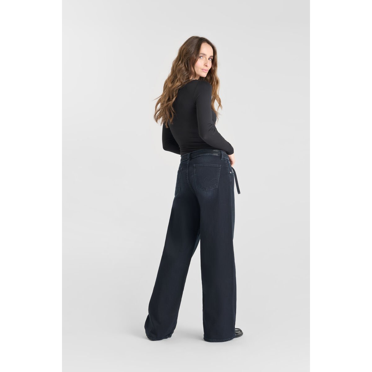 Jeans flare wide leg , longueur 34 blue / black, LE TEMPS DES CERISES