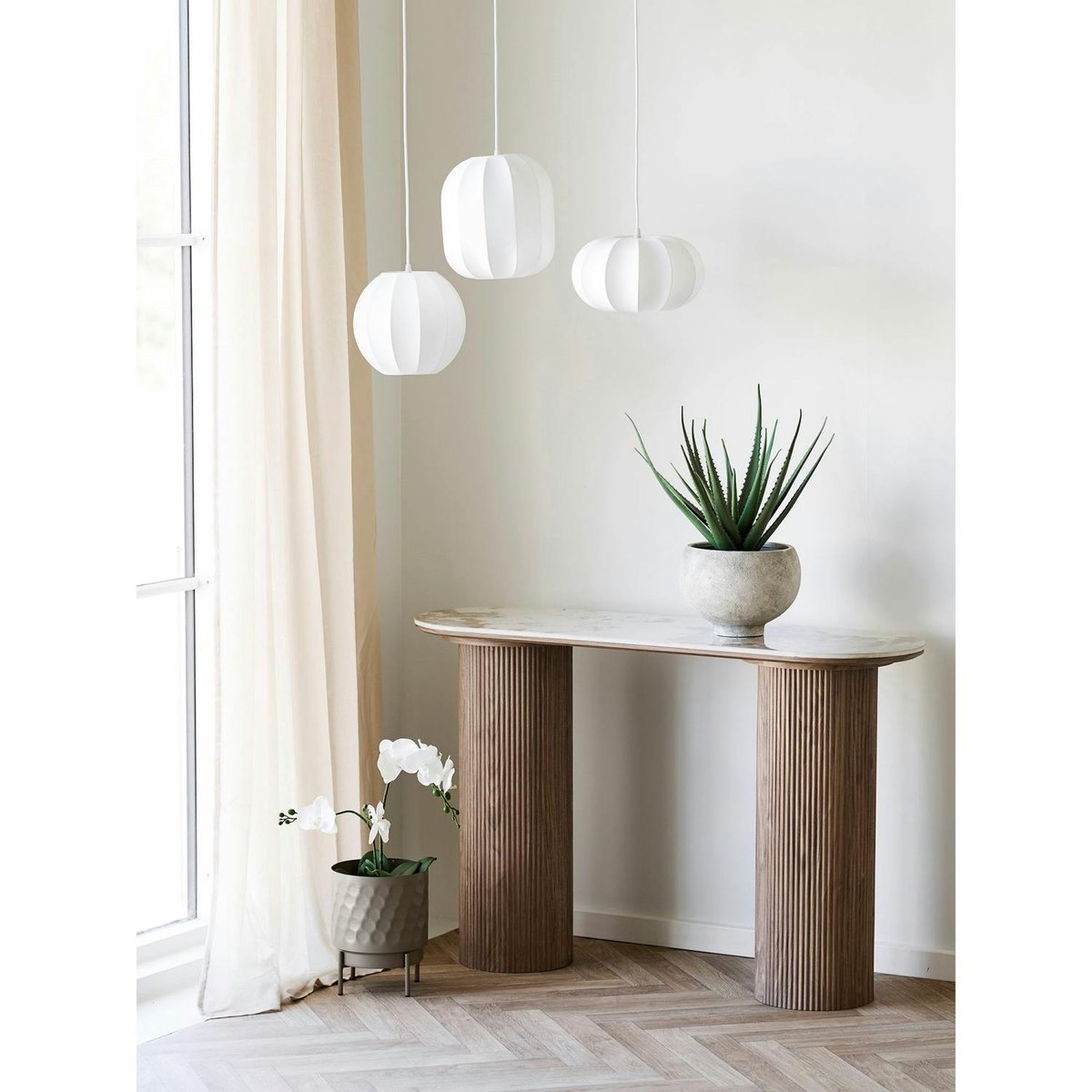 Suspension moderne blanche forme cylindre SKIVE blanc, PIER IMPORT