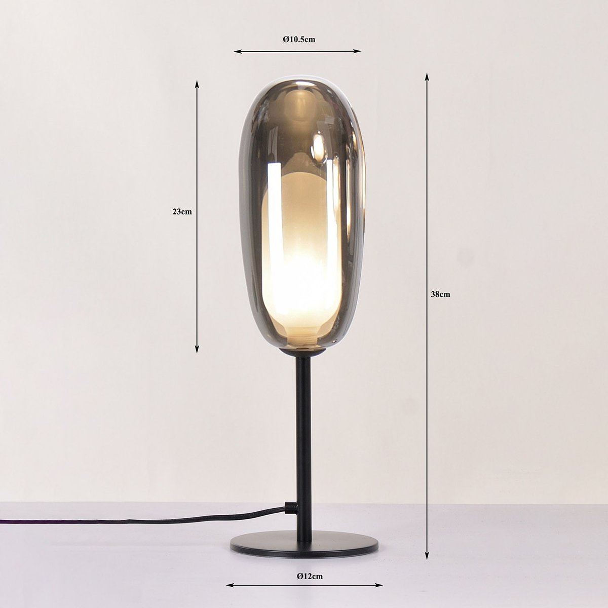 Lampe en acier et verre, COLUMBO noir, KARE DESIGN