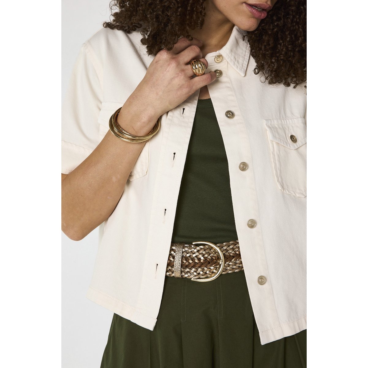 Chemise en jean à manches courtes DIEGO creme, Maison 123