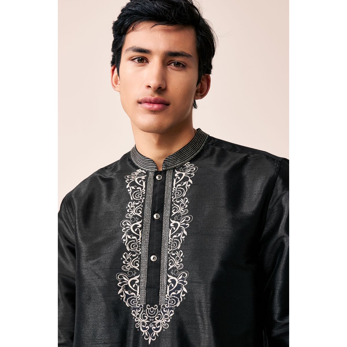 Chemise style kurta longue noir, NEXT