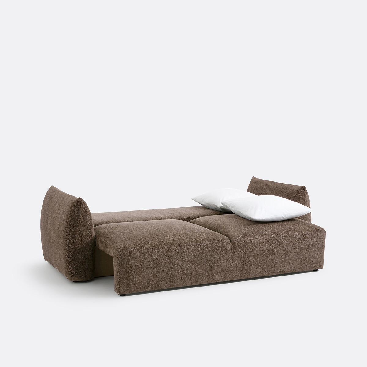 Sofá-cama de 3 lugares, chenille mesclado, Edith castanho-chocolate, LA REDOUTE INTERIEURS