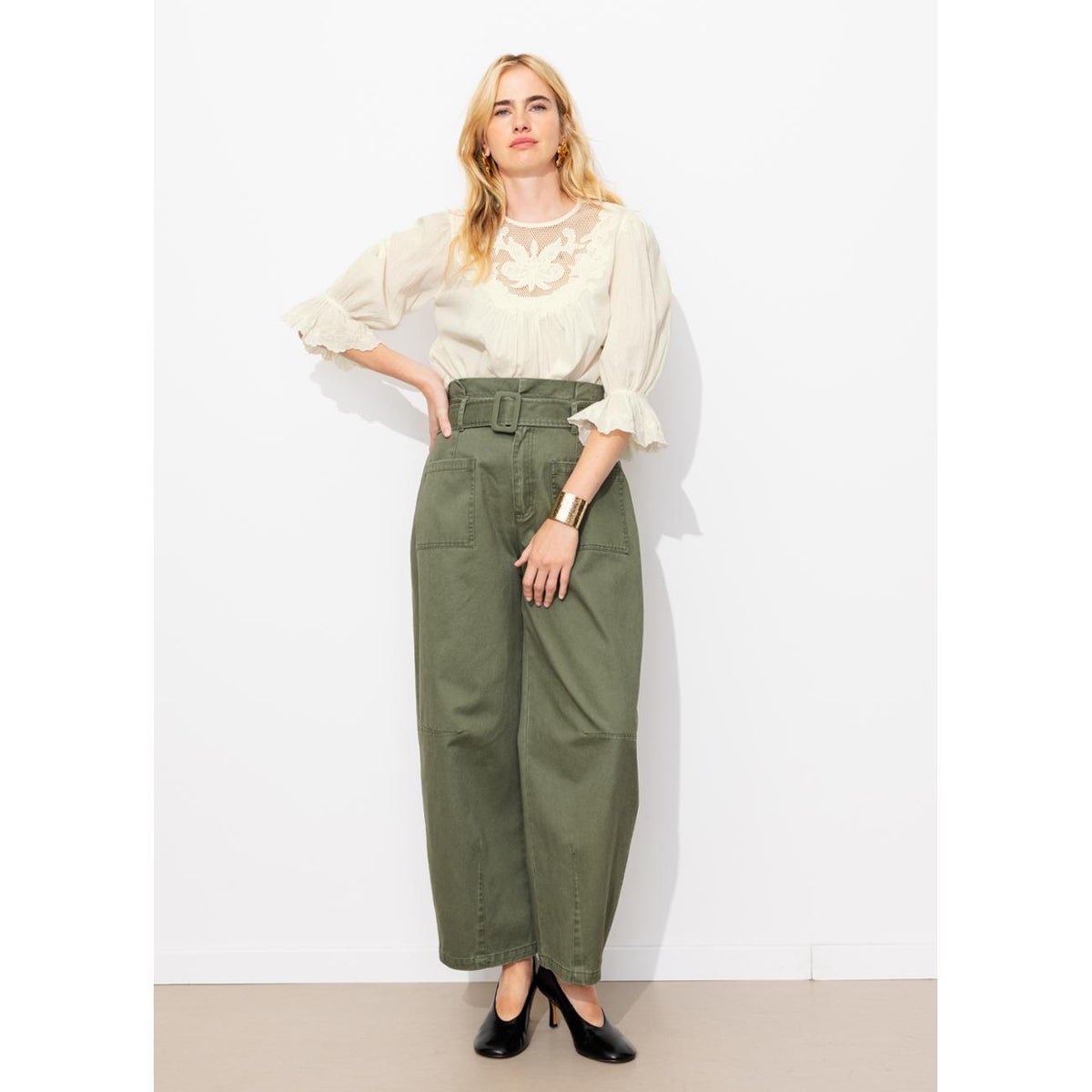 Blouse romantique brodée ecru, PROMOD