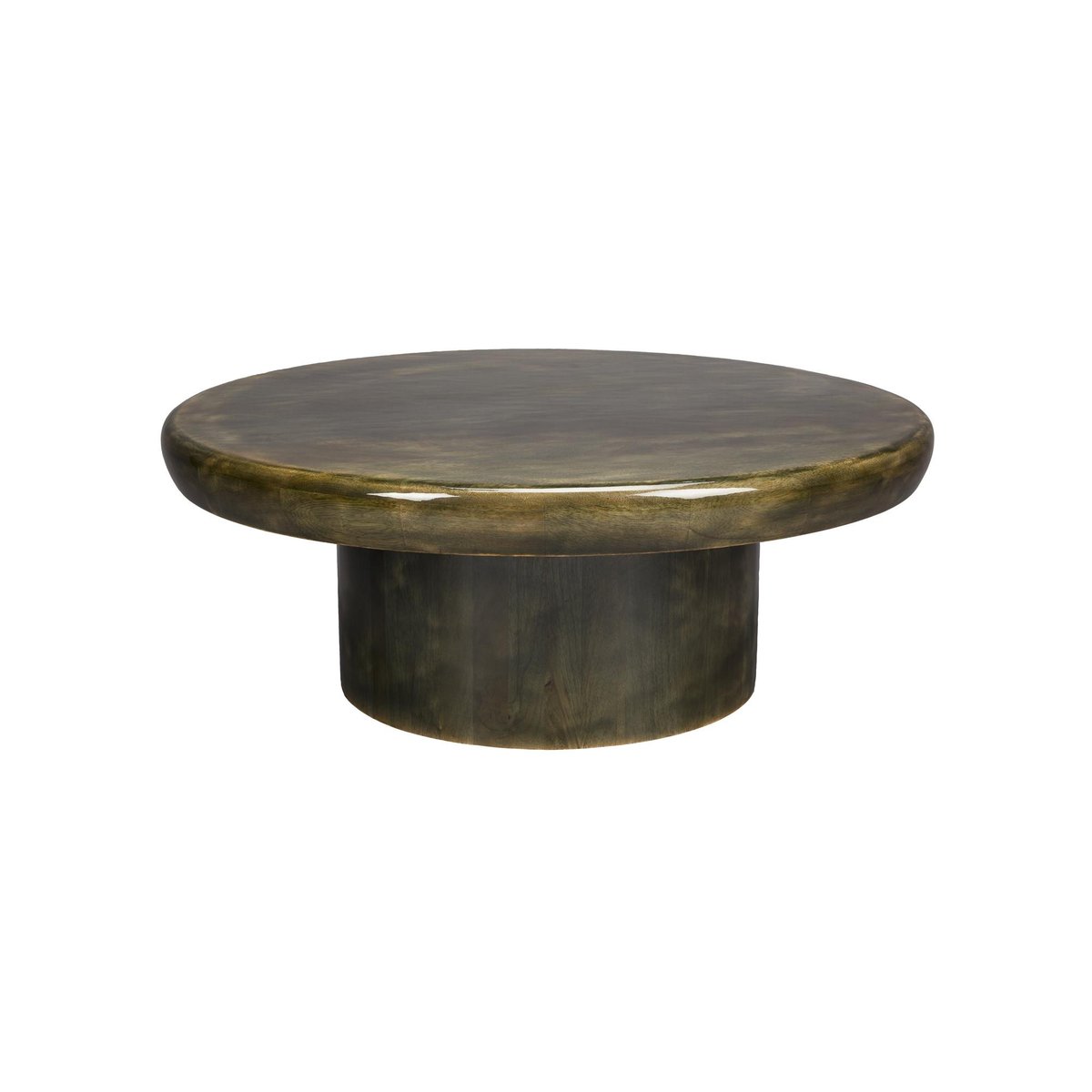 Table basse design ronde en bois, L.80 , MUSH vert, DUTCHBONE