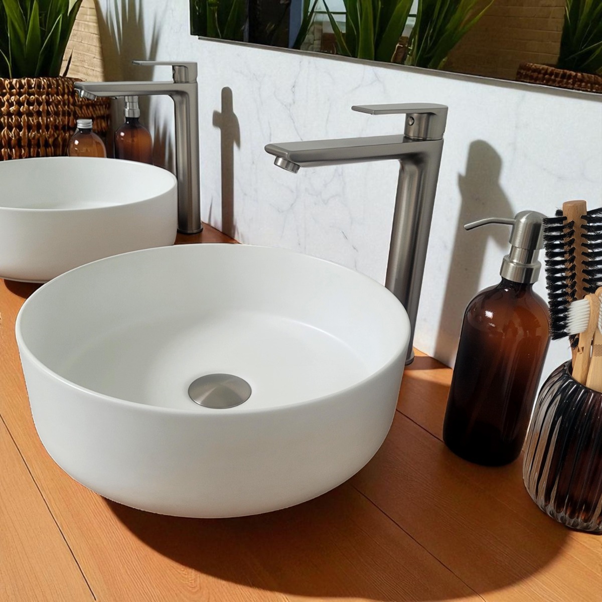 Mitigeur de lavabo argent brossé, Salto argent, OCEAN LINE