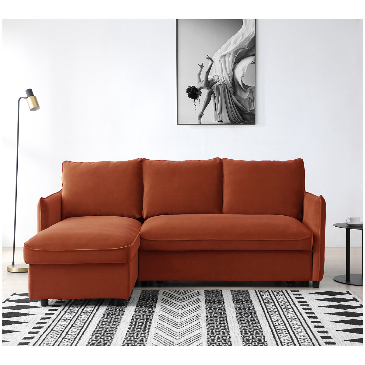 Beatrice Velvet Corner Sofa Bed orange, ÉDITÉ