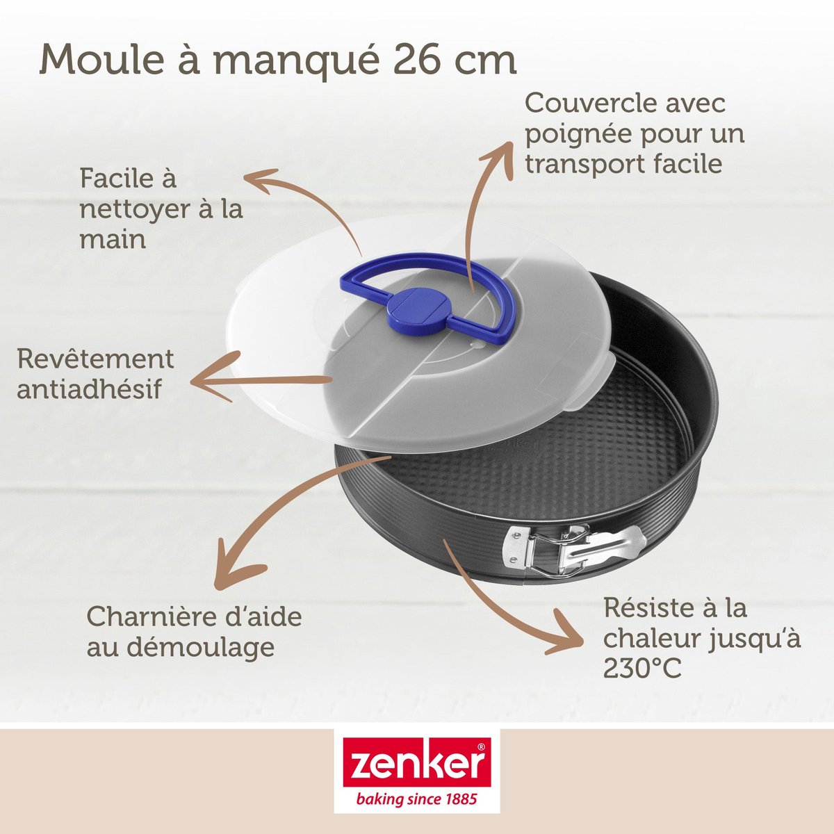Set pâtisserie moule à manqué 26 cm, 2 bols à mixer, verre noir, ZENKER