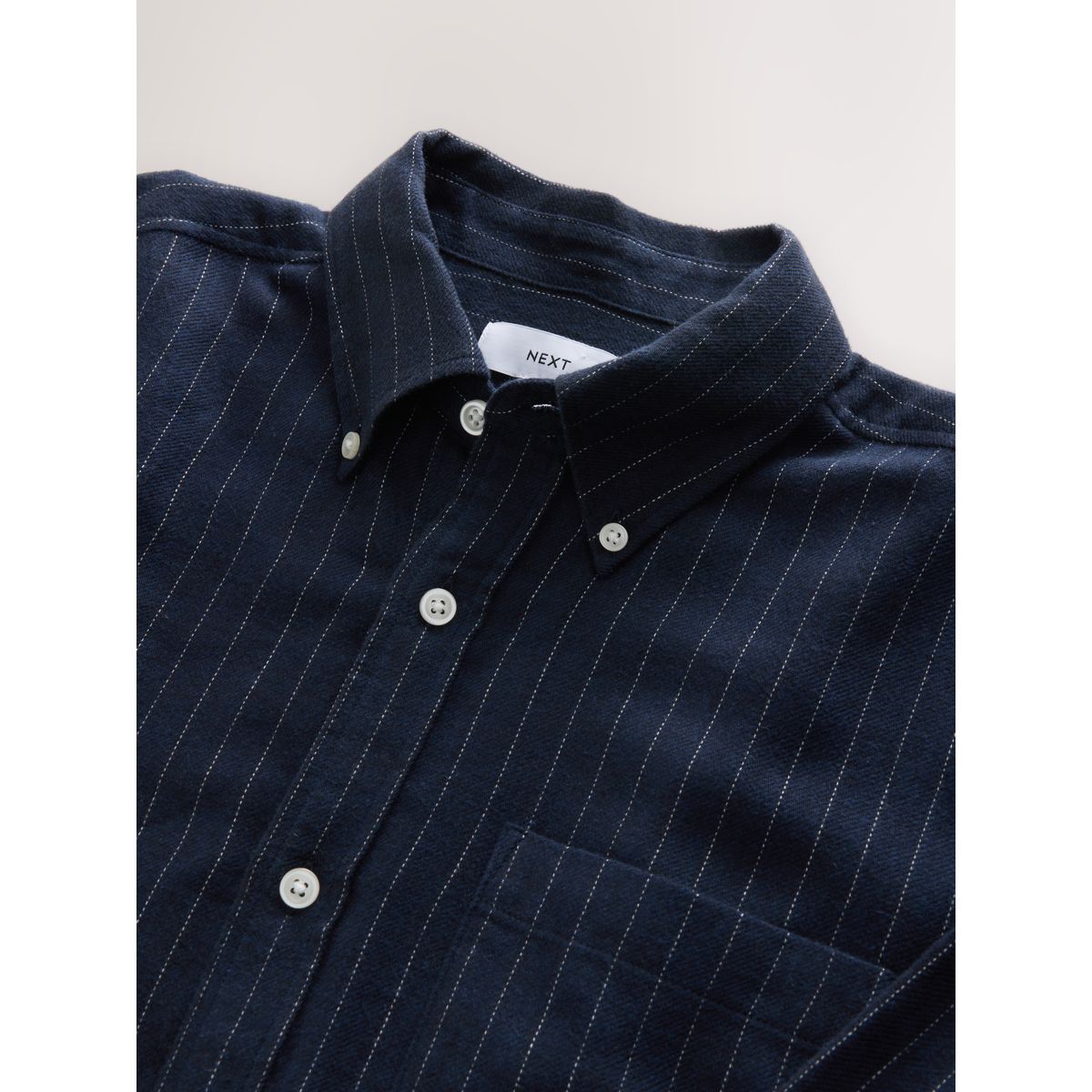 Chemise oxford manches longues rayée brossée bleu marine, NEXT