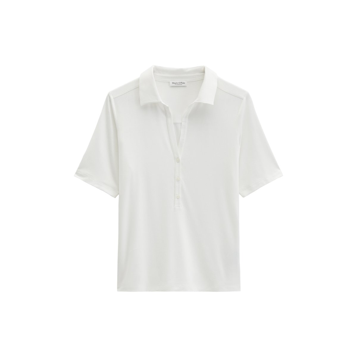 Blouse en jersey style polo regular en LENZING™ ECOVERO™ blanc naturel, MARC O'POLO