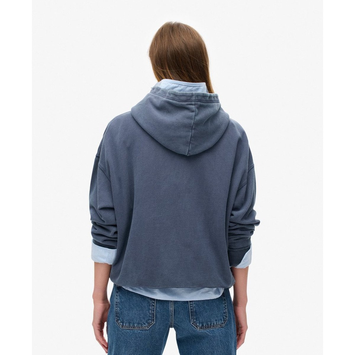 Sweat à capuche oversize à motif appliqué Athletic Essentials bleu marine matelot, SUPERDRY