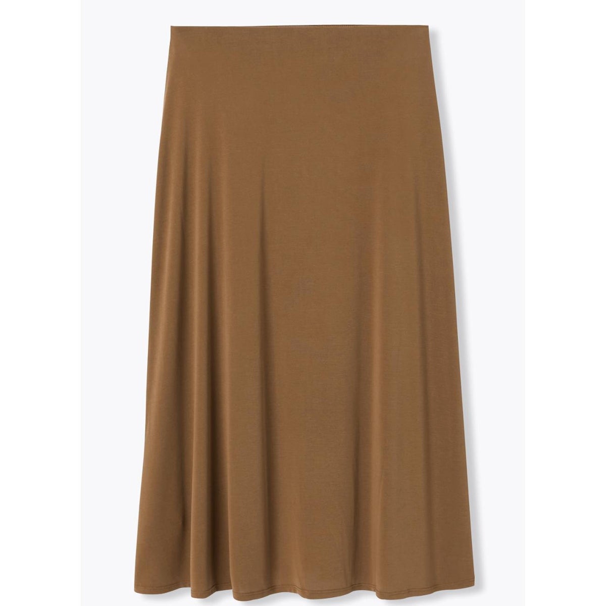 Jupe midi en jersey uni marron, PROMOD