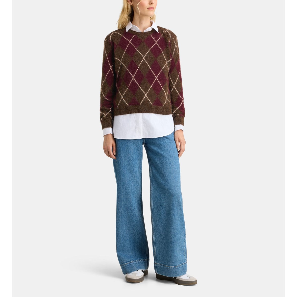 Pull droit rivage burl argyle laine bordeaux, GALERIES LAFAYETTE