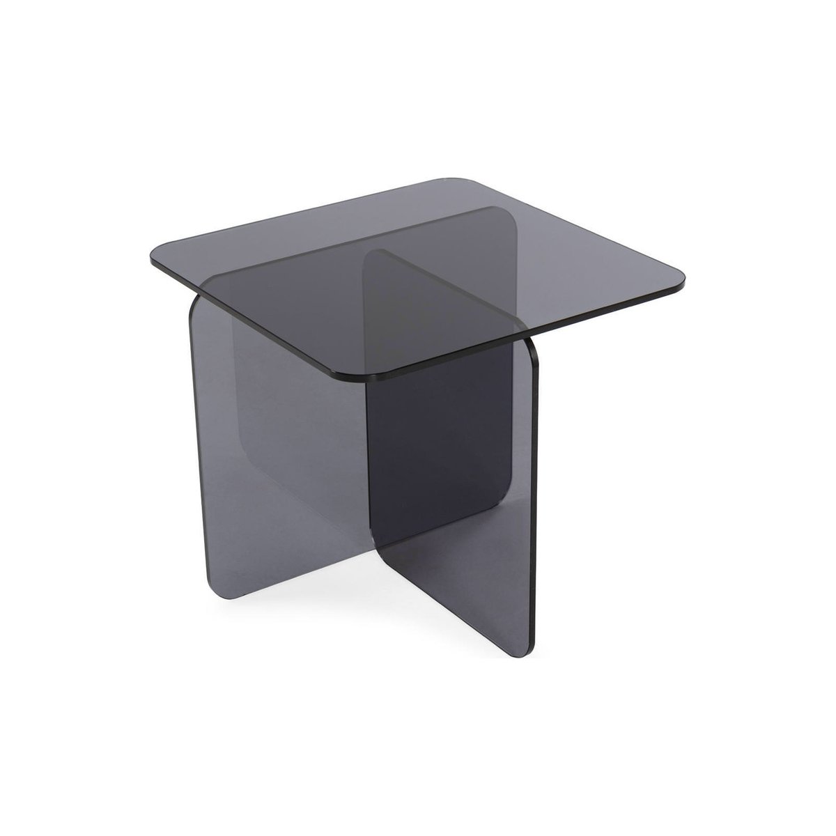 Table d'appoint en verre gris fumé, RECOLLECTION