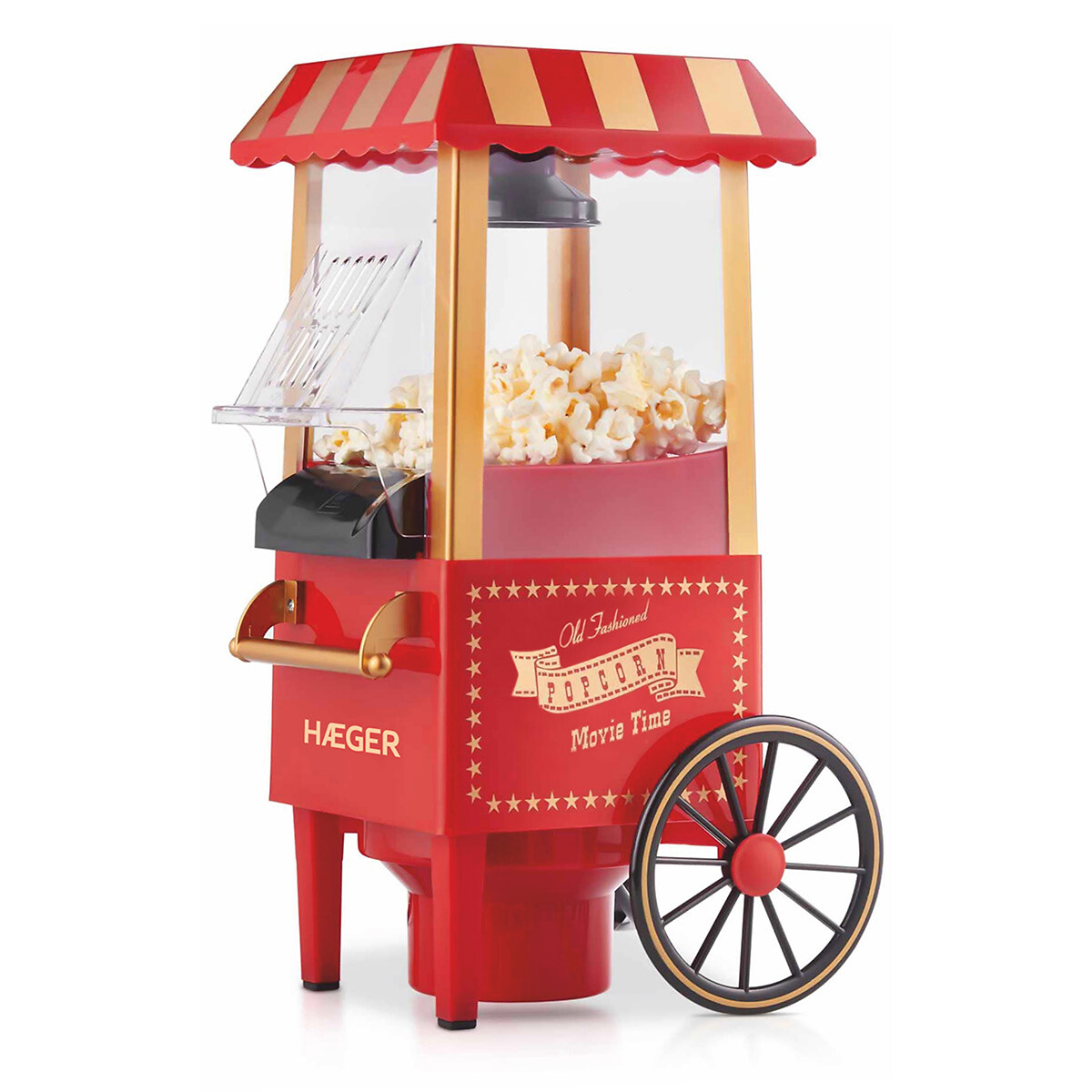 Máquina de pipocas retro Popper, HAEGER vermelho, HAEGER