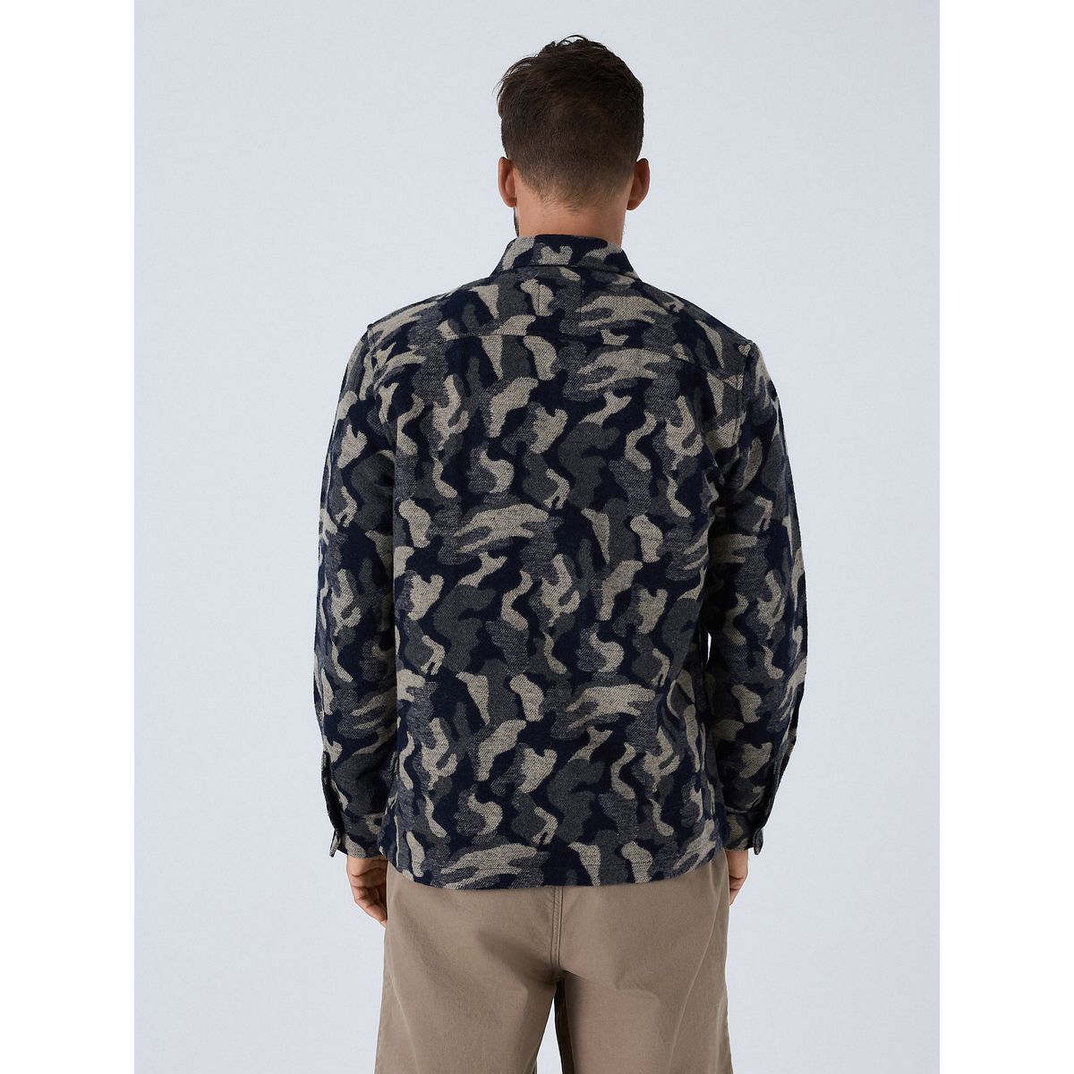 Veste surchemise zippée à motif camouflage bleu marine, NEXT