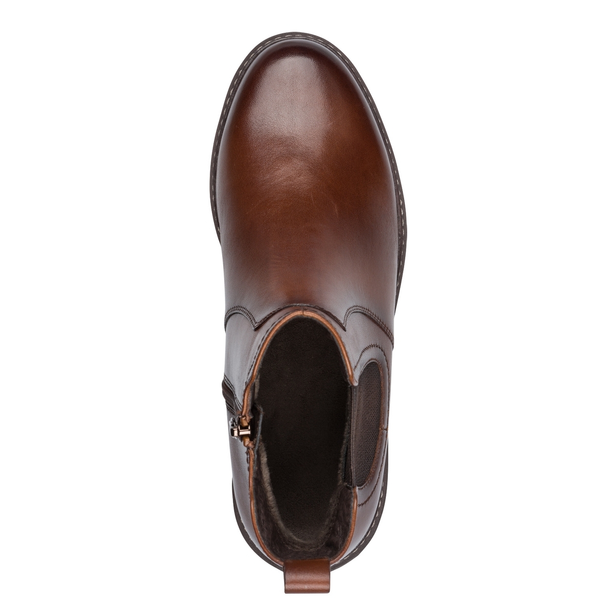 Bottine Chelsea en cuir marron cognac, TAMARIS