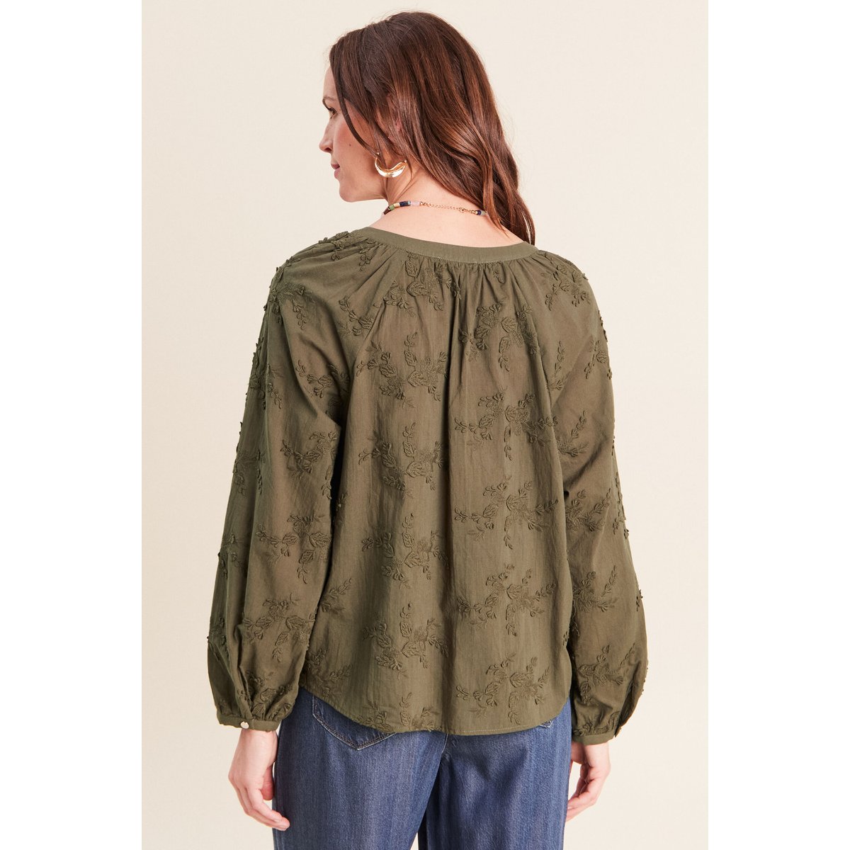 Blouse ample manches longues fluide vert kaki, BREAL
