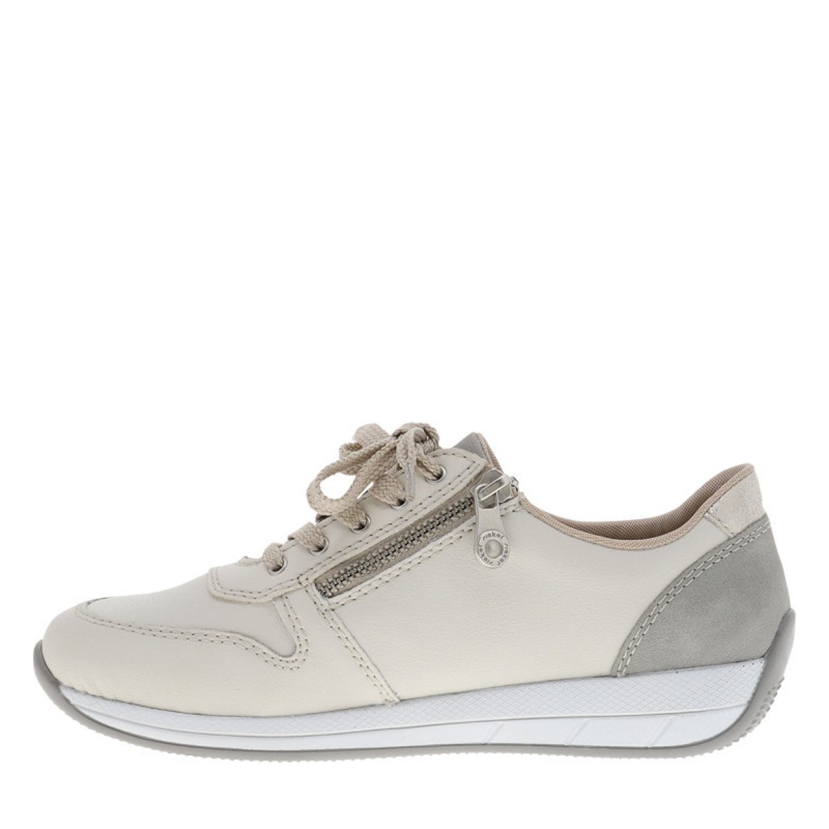 Sneakers taupe avec détails dorés et fermetures à glissières et à lacets beige, RIEKER