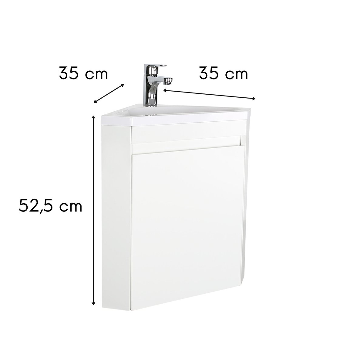 Meuble lave-mains d'angle suspendu avec vasque résine LISA blanc satiné, MOB IN