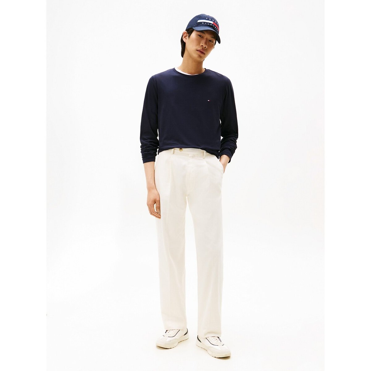 T-shirt manches longues slim fit stretch bleu marine, TOMMY HILFIGER