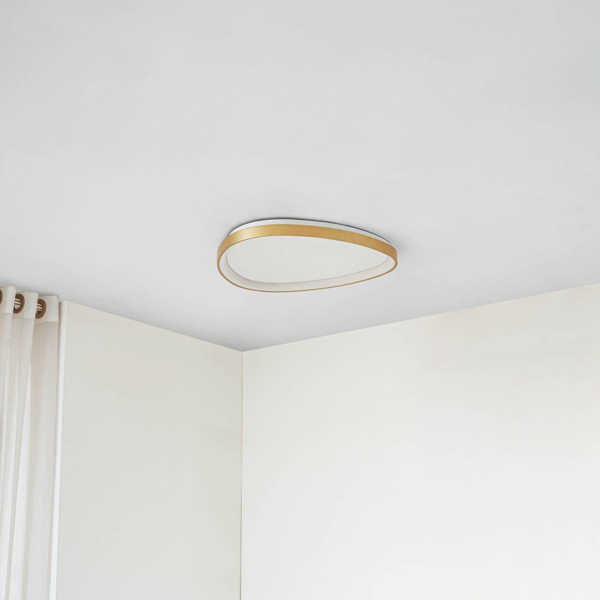 Plafonnier en aluminium moderneLED, Asken or, blanc, LUCANDE