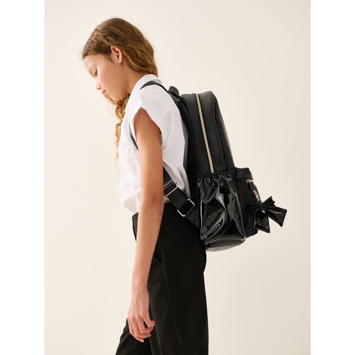 Sac à dos en pu avec nœud détail du nœud noir, NEXT